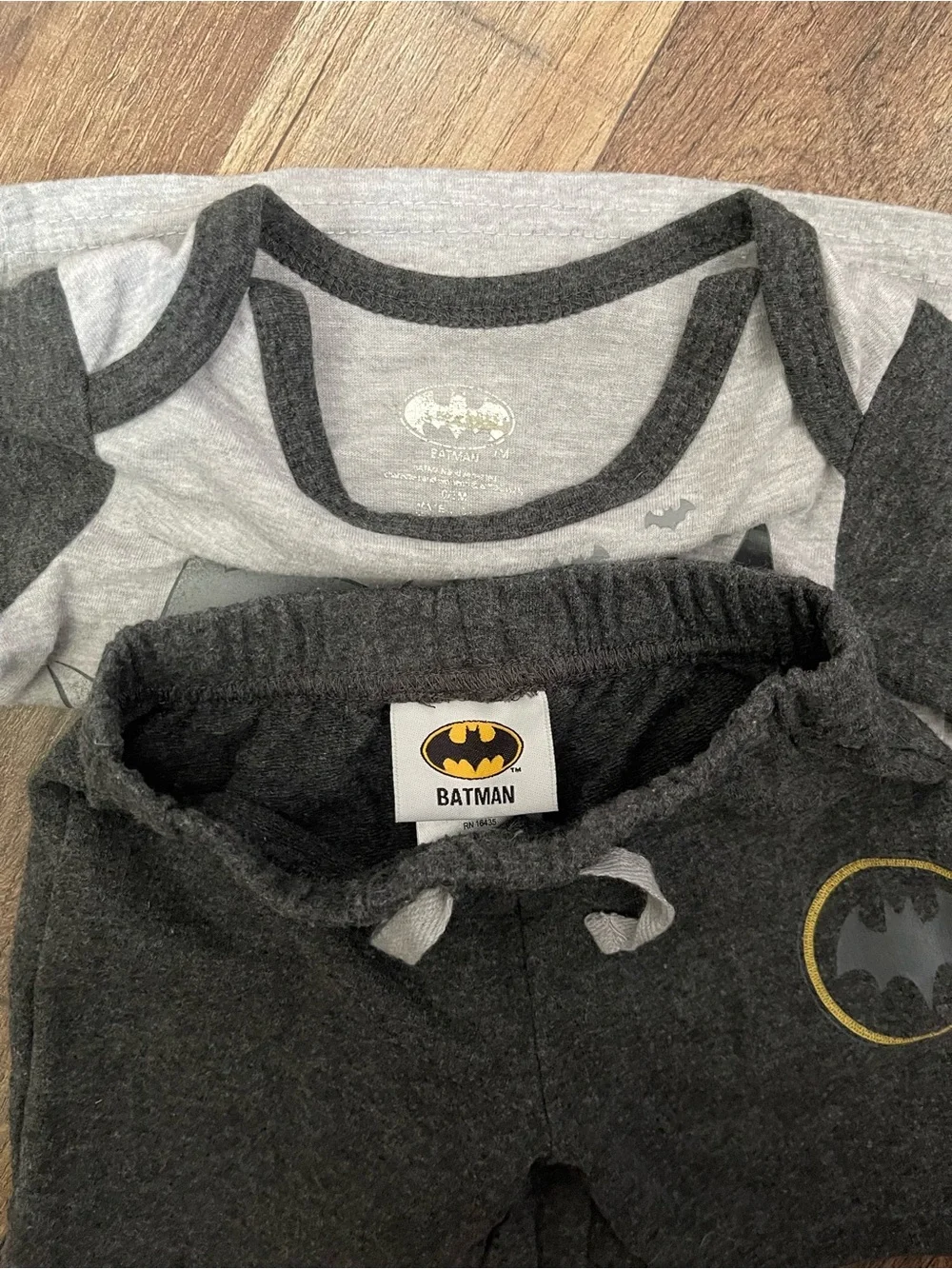 Batman Boys Grey & Charcoal Short Sleeve Pajama Set with Yellow Accent